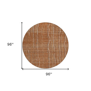 Homeroots 3' Black Ivory And Brown Striped Washable Area Rug For Indoor And Outdoor Spaces, Durable & Stylish 8' Round Polyester 597423