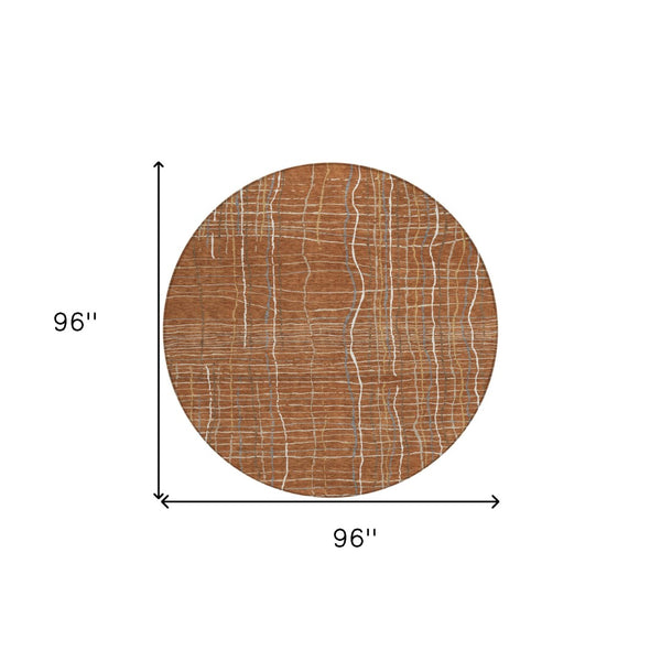 Homeroots 3' Black Ivory And Brown Striped Washable Area Rug For Indoor And Outdoor Spaces, Durable & Stylish 8' Round Polyester 597423