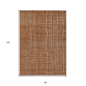 Homeroots 3' Black Ivory And Brown Striped Washable Area Rug For Indoor And Outdoor Spaces, Durable & Stylish 8' X 10' Polyester 597424