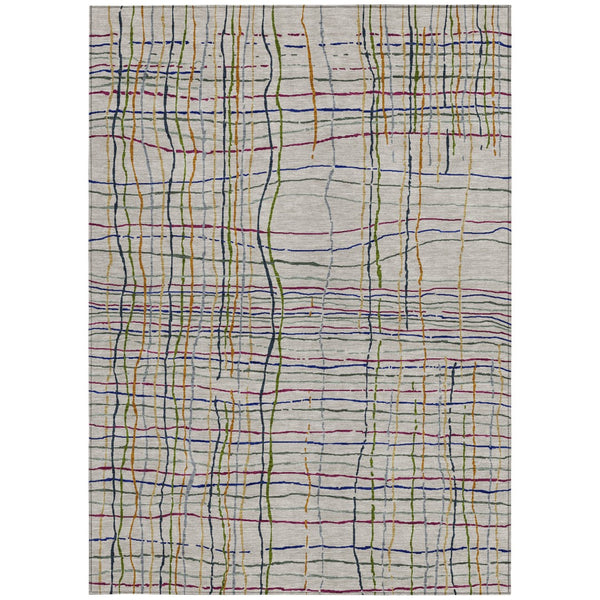 Homeroots 3' Black Ivory And Brown Striped Washable Area Rug For Indoor And Outdoor Spaces, Durable & Stylish 5' X 8' Polyester 597428