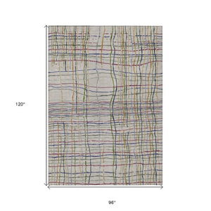 Homeroots 3' Black Ivory And Brown Striped Washable Area Rug For Indoor And Outdoor Spaces, Durable & Stylish 8' X 10' Polyester 597430