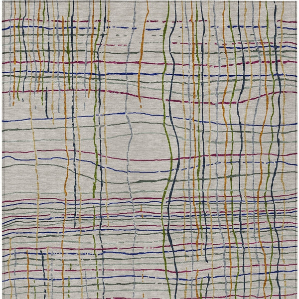 Homeroots 3' Black Ivory And Brown Striped Washable Area Rug For Indoor And Outdoor Spaces, Durable & Stylish 9' X 12' Polyester 597431