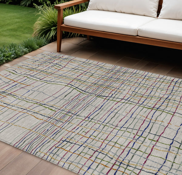 Homeroots 3' Black Ivory And Brown Striped Washable Area Rug For Indoor And Outdoor Spaces, Durable & Stylish 9' X 12' Polyester 597431