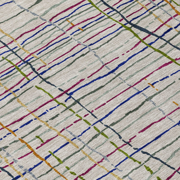 Homeroots 3' Black Ivory And Brown Striped Washable Area Rug For Indoor And Outdoor Spaces, Durable & Stylish 10' X 14' Polyester 597432