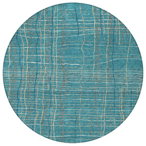 Homeroots 3' Black Ivory And Brown Striped Washable Area Rug For Indoor And Outdoor Spaces, Durable & Stylish 8' Round Polyester 597435