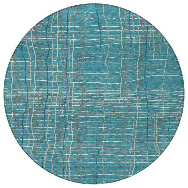 Homeroots 3' Black Ivory And Brown Striped Washable Area Rug For Indoor And Outdoor Spaces, Durable & Stylish 8' Round Polyester 597435