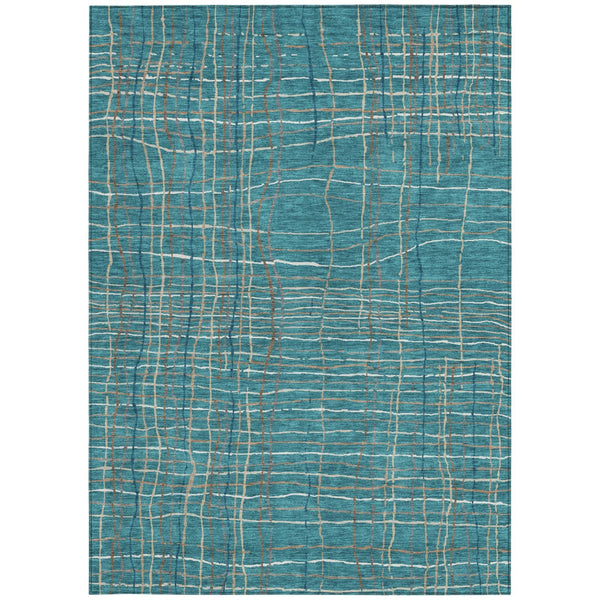 Homeroots 3' Black Ivory And Brown Striped Washable Area Rug For Indoor And Outdoor Spaces, Durable & Stylish 8' X 10' Polyester 597436