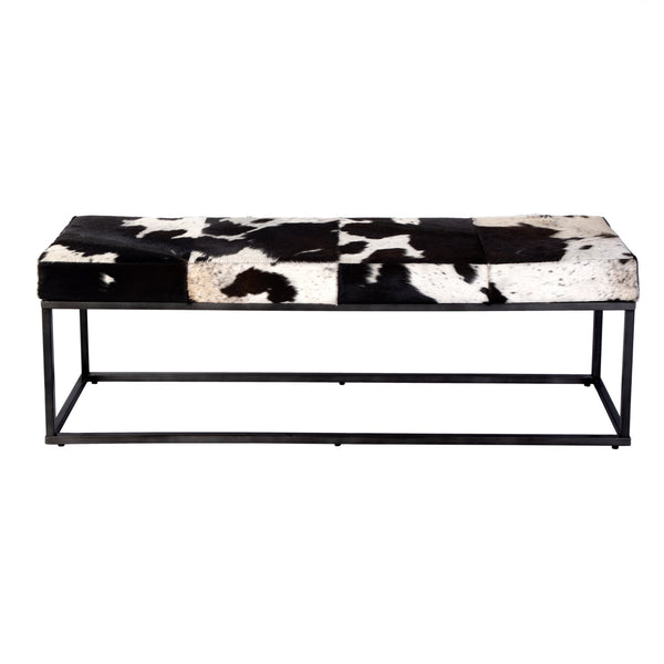 Butler Specialty Company Stinson 54” Leather & Iron Accent Bench For Stylish Home And Office Spaces Black And White Iron,Leather,Engineered Wood 5974373-butler