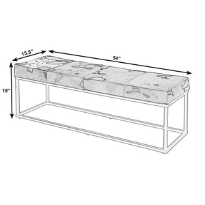 Butler Specialty Company Stinson 54” Leather & Iron Accent Bench For Stylish Home And Office Spaces Black And White Iron,Leather,Engineered Wood 5974373-butler