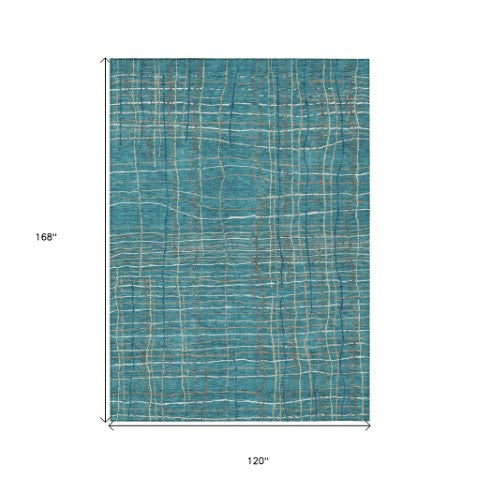 Homeroots 3' Black Ivory And Brown Striped Washable Area Rug For Indoor And Outdoor Spaces, Durable & Stylish 10' X 14' Polyester 597438