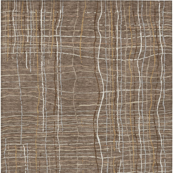 Homeroots 3' Black Ivory And Brown Striped Washable Area Rug For Indoor And Outdoor Spaces, Durable & Stylish 5' X 8' Polyester 597440