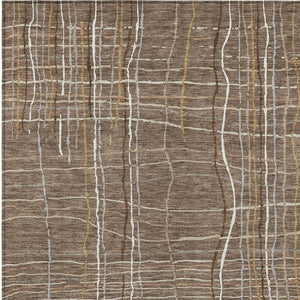 Homeroots 3' Black Ivory And Brown Striped Washable Area Rug For Indoor And Outdoor Spaces, Durable & Stylish 5' X 8' Polyester 597440