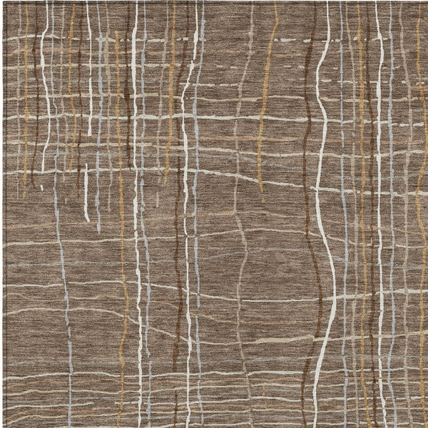Homeroots 3' Black Ivory And Brown Striped Washable Area Rug For Indoor And Outdoor Spaces, Durable & Stylish 5' X 8' Polyester 597440