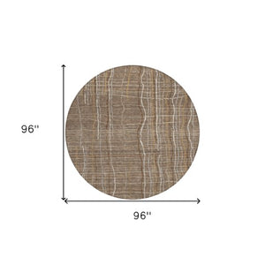 Homeroots 3' Black Ivory And Brown Striped Washable Area Rug For Indoor And Outdoor Spaces, Durable & Stylish 8' Round Polyester 597441