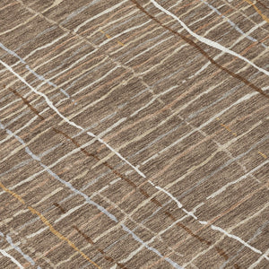 Homeroots 3' Black Ivory And Brown Striped Washable Area Rug For Indoor And Outdoor Spaces, Durable & Stylish 8' X 10' Polyester 597442