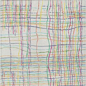 Homeroots 3' Black Ivory And Brown Striped Washable Area Rug For Indoor And Outdoor Spaces, Durable & Stylish 5' X 8' Polyester 597446