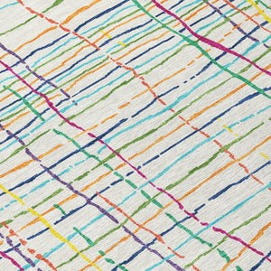 Homeroots 3' Black Ivory And Brown Striped Washable Area Rug For Indoor And Outdoor Spaces, Durable & Stylish 5' X 8' Polyester 597446