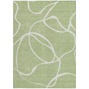 Homeroots 3' Artichoke Green Abstract Washable Area Rug - Perfect For Indoor And Outdoor Spaces, Easy Care 3' X 5' Polyester 597451