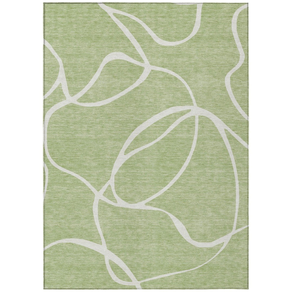 HomeRoots 5' Artichoke Green and Ivory Abstract Indoor Outdoor Area Rug - Stylish, Washable, and Durable Design 5' X 8' 597452