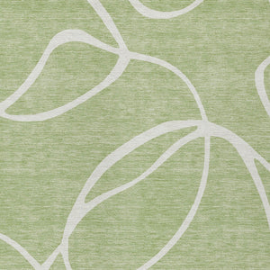 Homeroots 3' Artichoke Green Abstract Washable Area Rug - Perfect For Indoor And Outdoor Spaces, Easy Care 5' X 8' Polyester 597452