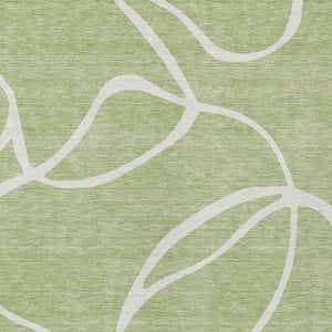 Homeroots 3' Artichoke Green Abstract Washable Area Rug - Perfect For Indoor And Outdoor Spaces, Easy Care 8' X 10' Polyester 597454