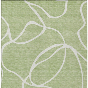 Homeroots 3' Artichoke Green Abstract Washable Area Rug - Perfect For Indoor And Outdoor Spaces, Easy Care 9' X 12' Polyester 597455
