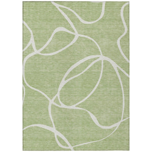 HomeRoots 9' X 12' Artichoke Green & Ivory Abstract Area Rug – Stylish, Durable, Washable for Indoor/Outdoor Use! 597455