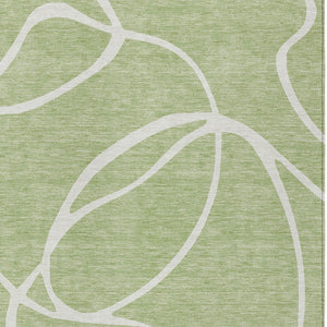 Homeroots 3' Artichoke Green Abstract Washable Area Rug - Perfect For Indoor And Outdoor Spaces, Easy Care 9' X 12' Polyester 597455