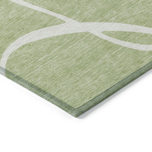 Homeroots 3' Artichoke Green Abstract Washable Area Rug - Perfect For Indoor And Outdoor Spaces, Easy Care 10' X 14' Polyester 597456