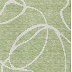 Homeroots 3' Artichoke Green Abstract Washable Area Rug - Perfect For Indoor And Outdoor Spaces, Easy Care 10' X 14' Polyester 597456