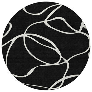 Homeroots 3' Artichoke Green Abstract Washable Area Rug - Perfect For Indoor And Outdoor Spaces, Easy Care 8' Round Polyester 597459