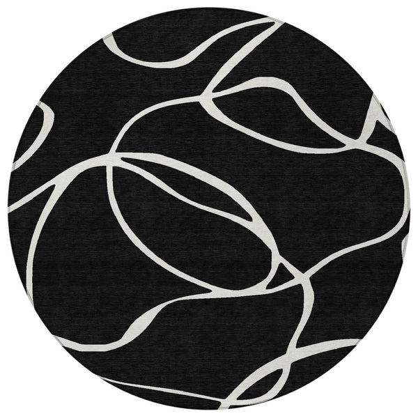 Homeroots 3' Artichoke Green Abstract Washable Area Rug - Perfect For Indoor And Outdoor Spaces, Easy Care 8' Round Polyester 597459