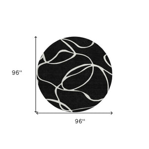 Homeroots 3' Artichoke Green Abstract Washable Area Rug - Perfect For Indoor And Outdoor Spaces, Easy Care 8' Round Polyester 597459