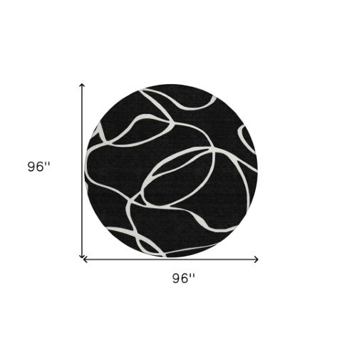 Homeroots 3' Artichoke Green Abstract Washable Area Rug - Perfect For Indoor And Outdoor Spaces, Easy Care 8' Round Polyester 597459