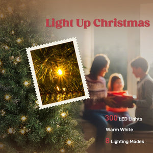 English Elm 7 Ft Slim Whimsical Bent Top Fir Christmas Tree with 300 Warm Led Lights Metal Base T3971P389931