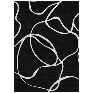 Homeroots 3' Artichoke Green Abstract Washable Area Rug - Perfect For Indoor And Outdoor Spaces, Easy Care 8' X 10' Polyester 597460