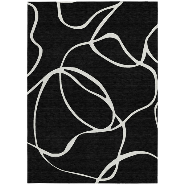 Homeroots 3' Artichoke Green Abstract Washable Area Rug - Perfect For Indoor And Outdoor Spaces, Easy Care 9' X 12' Polyester 597461