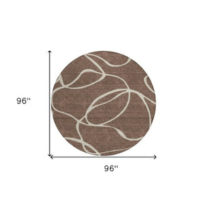 Homeroots 3' Artichoke Green Abstract Washable Area Rug - Perfect For Indoor And Outdoor Spaces, Easy Care 8' Round Polyester 597465