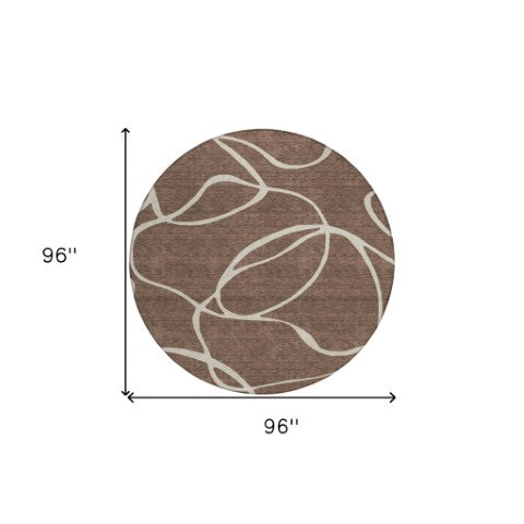 Homeroots 3' Artichoke Green Abstract Washable Area Rug - Perfect For Indoor And Outdoor Spaces, Easy Care 8' Round Polyester 597465