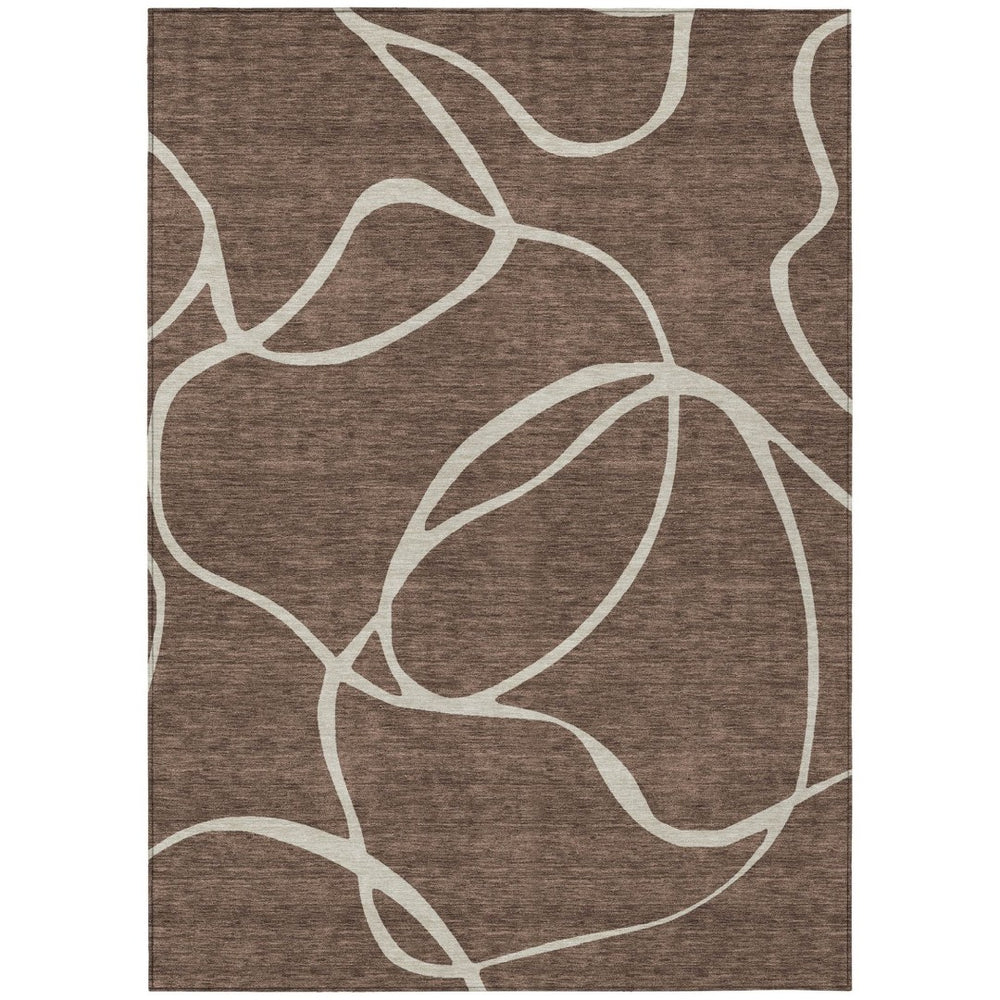 HomeRoots 9' X 12' Brown And Beige Abstract Area Rug – Washable, Durable, Stylish for Indoor and Outdoor Use! 597467