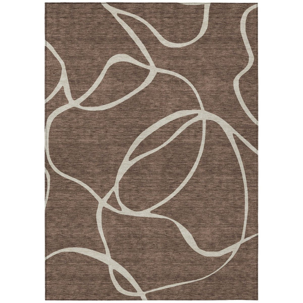 HomeRoots 9' X 12' Brown And Beige Abstract Area Rug – Washable, Durable, Stylish for Indoor and Outdoor Use! 597467