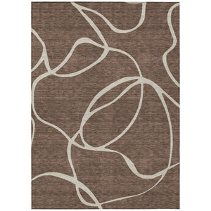 HomeRoots 5' Abstract Brown and Beige Indoor Outdoor Area Rug - Durable, Washable, Ideal for High-Traffic Spaces 10' X 14' 597468