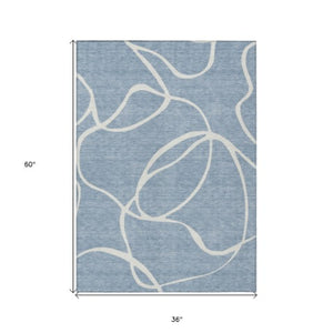 Homeroots 3' Artichoke Green Abstract Washable Area Rug - Perfect For Indoor And Outdoor Spaces, Easy Care 3' X 5' Polyester 597469