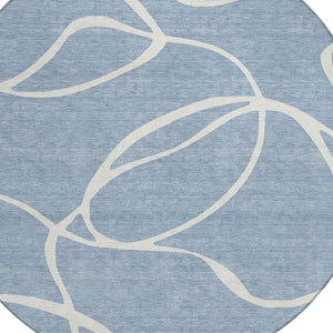 Homeroots 3' Artichoke Green Abstract Washable Area Rug - Perfect For Indoor And Outdoor Spaces, Easy Care 8' Round Polyester 597471