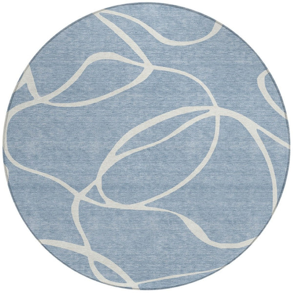 Homeroots 3' Artichoke Green Abstract Washable Area Rug - Perfect For Indoor And Outdoor Spaces, Easy Care 8' Round Polyester 597471
