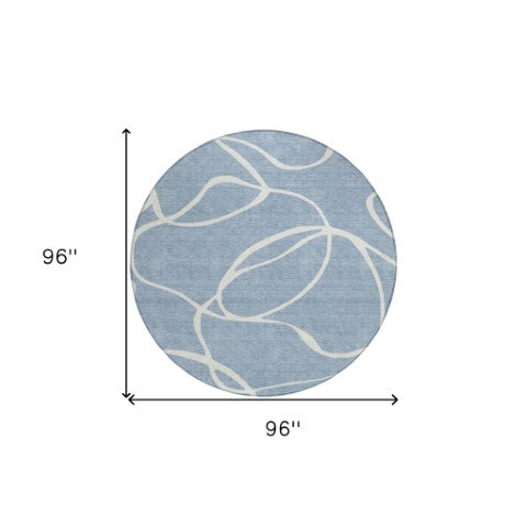 Homeroots 3' Artichoke Green Abstract Washable Area Rug - Perfect For Indoor And Outdoor Spaces, Easy Care 8' Round Polyester 597471