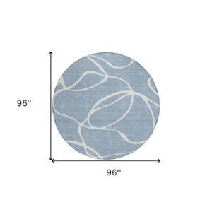 Homeroots 3' Artichoke Green Abstract Washable Area Rug - Perfect For Indoor And Outdoor Spaces, Easy Care 8' Round Polyester 597471