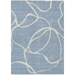 HomeRoots 9' Modern Denim Blue and Ivory Abstract Washable Area Rug - Stylish, Durable for Indoor & Outdoor Use 597473