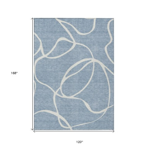 Homeroots 3' Artichoke Green Abstract Washable Area Rug - Perfect For Indoor And Outdoor Spaces, Easy Care 10' X 14' Polyester 597474