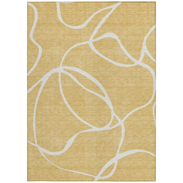 Homeroots 3' Artichoke Green Abstract Washable Area Rug - Perfect For Indoor And Outdoor Spaces, Easy Care 3' X 5' Polyester 597475